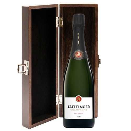 Taittinger Brut Champagne 75cl in Elm Wood Gift Box